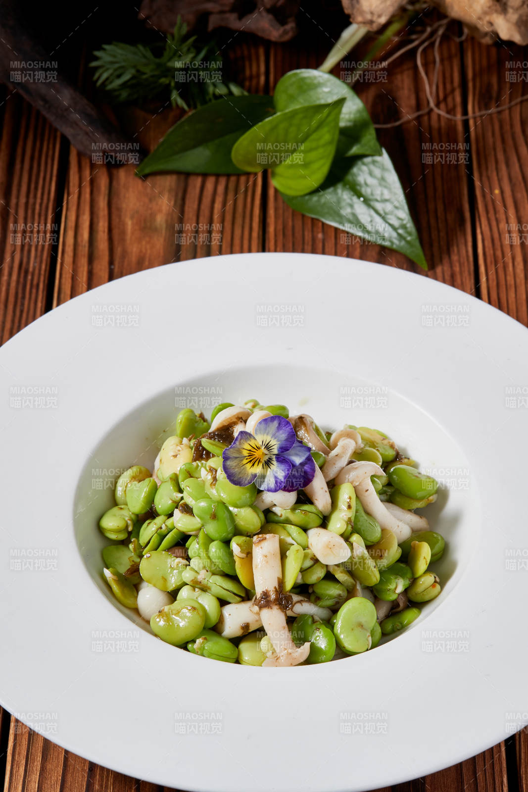 白玉菇小炒青蚕豆图片