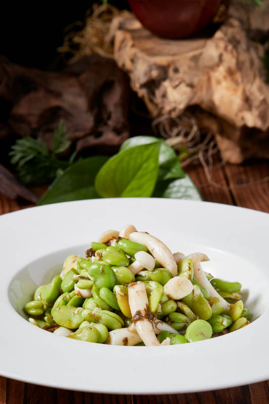 白玉菇小炒青蚕豆图片