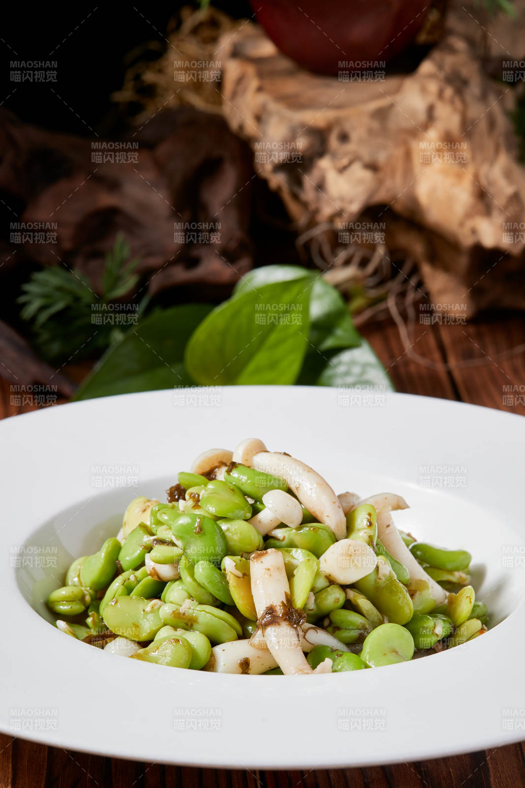 白玉菇小炒青蚕豆图片