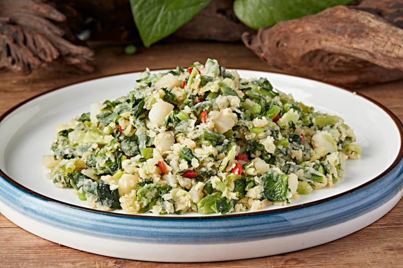 麻油香炒小白菜蒸土豆泥图片