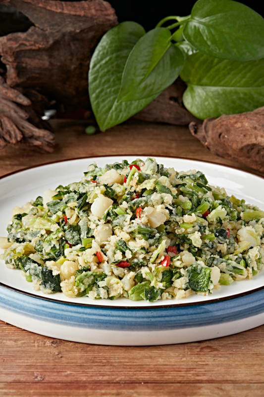 麻油香炒小白菜蒸土豆泥图片