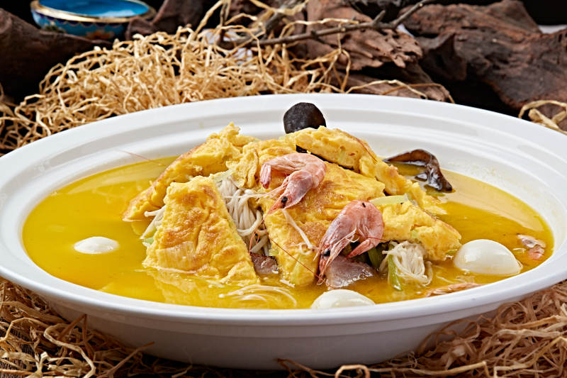 浓汤鸡蛋杂菌腊肉汇海虾图片