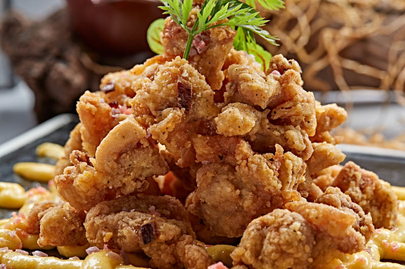 香炸鸡块猪油渣配起司酱图片