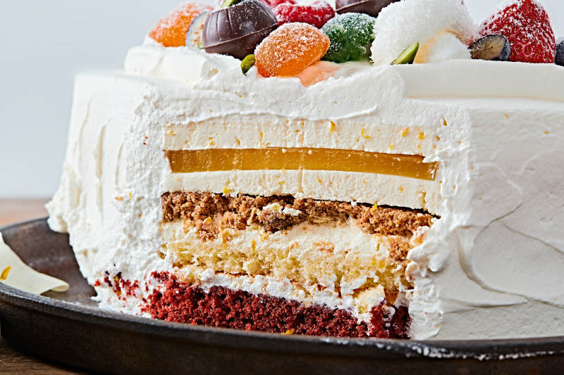 鲜水果奶油多层夹心蛋糕图片