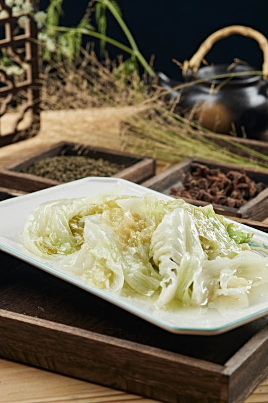 港式茶餐鲜鸡汤煮手撕生菜图片