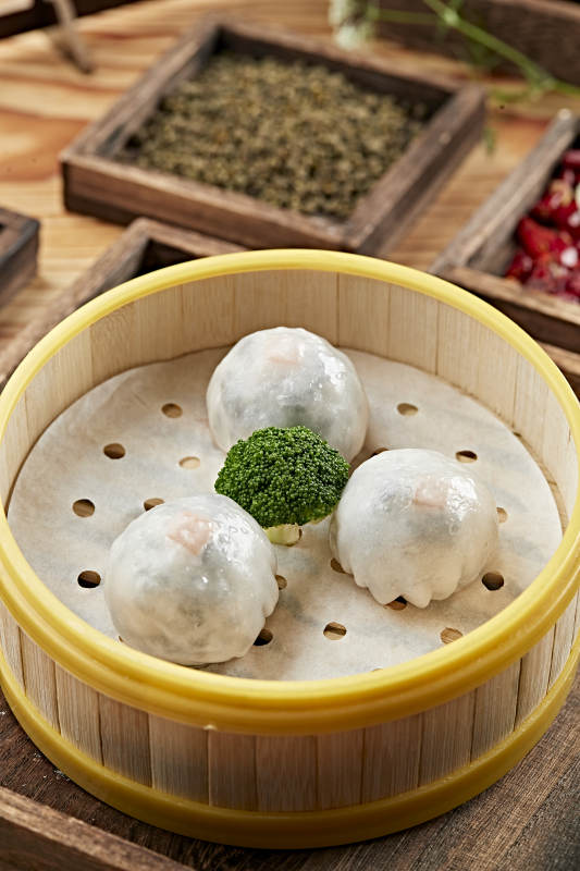 港式茶餐冰皮水晶雪菜猪肉包图片