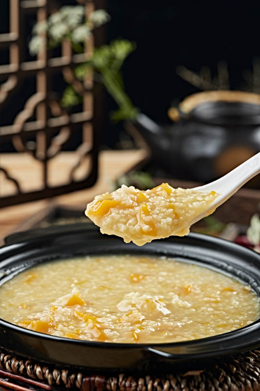 港式茶餐砂锅南瓜金米粥图片