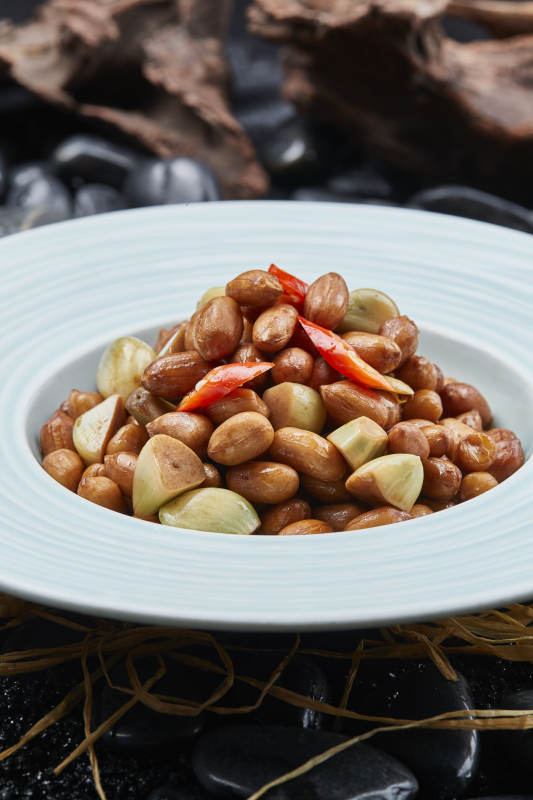 炸果仁花生米椒凉拌腊八蒜图片