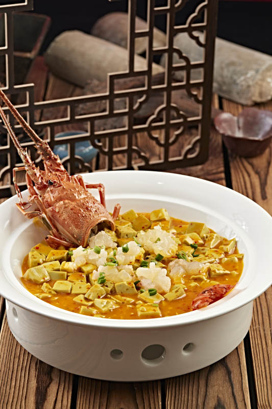 咖喱汁炖澳洲龙虾配鸡蛋豆腐图片