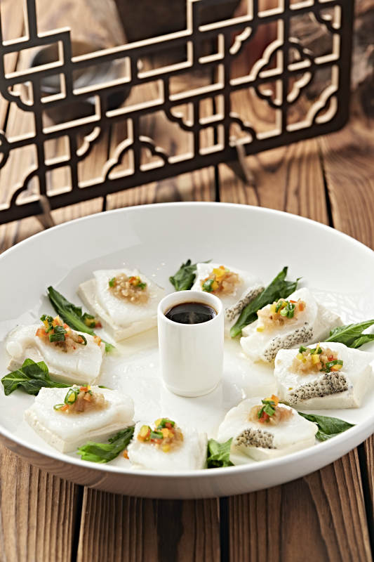 清蒸蒜蓉蘸汁银鳕鱼片图片