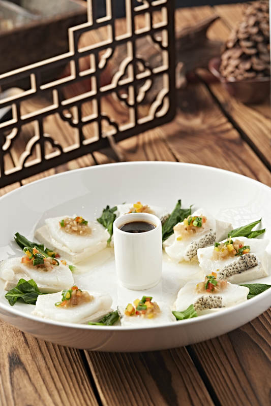 清蒸蒜蓉蘸汁银鳕鱼片图片