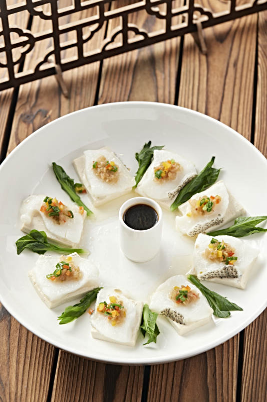 清蒸蒜蓉蘸汁银鳕鱼片图片