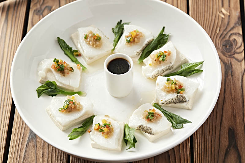 清蒸蒜蓉蘸汁银鳕鱼片图片