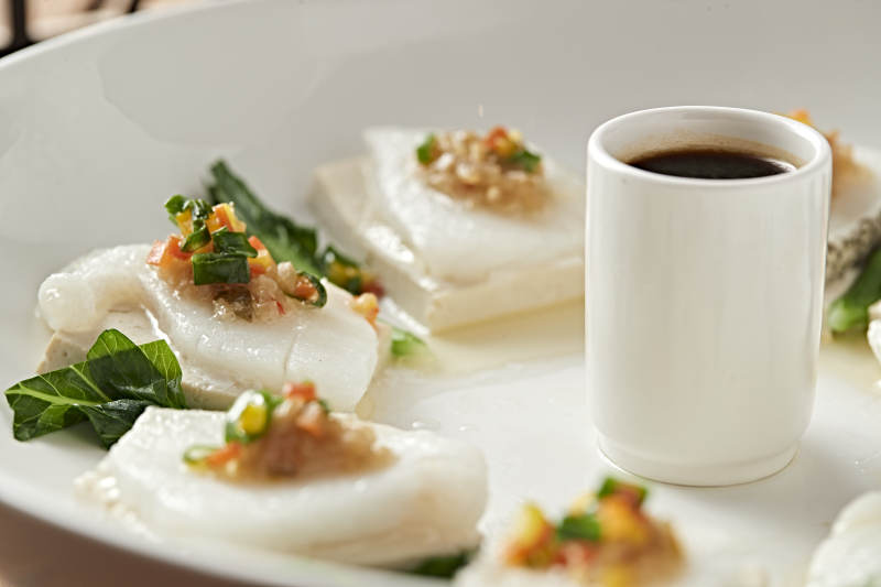 清蒸蒜蓉蘸汁银鳕鱼片图片