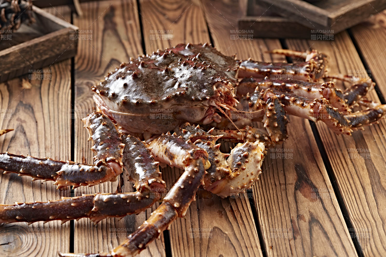 木板上的北美阿拉斯加帝王蟹图片
