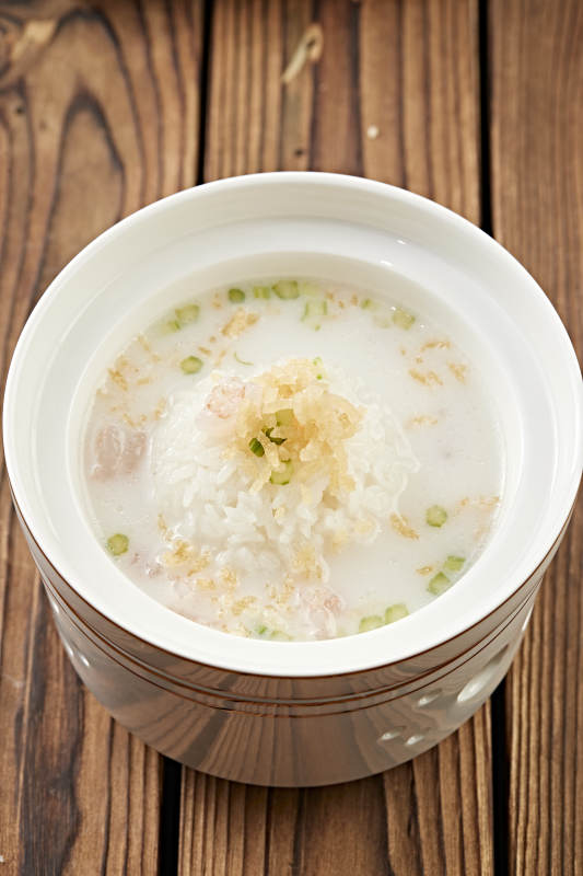 奶汤花胶虾仁捞饭图片