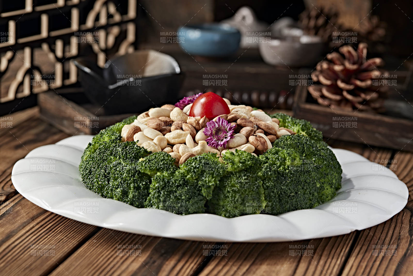 下酒小菜兰花秋实西蓝配花坚果图片