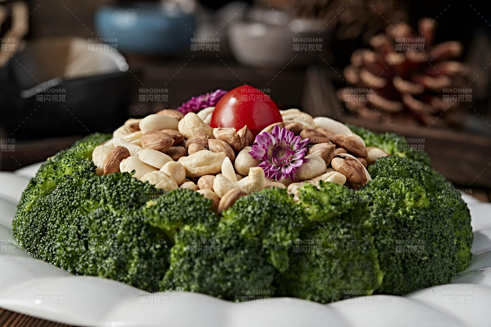 下酒小菜兰花秋实西蓝配花坚果图片