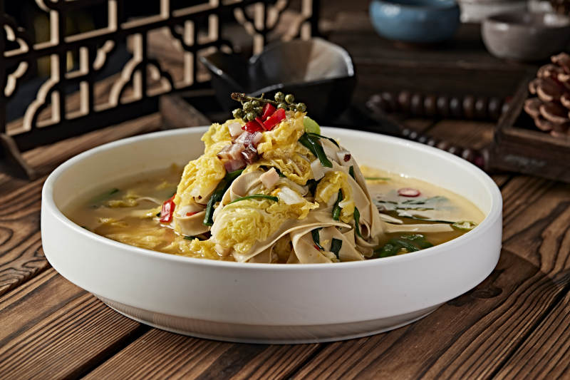 上汤娃娃菜干豆腐配金华火腿粒图片