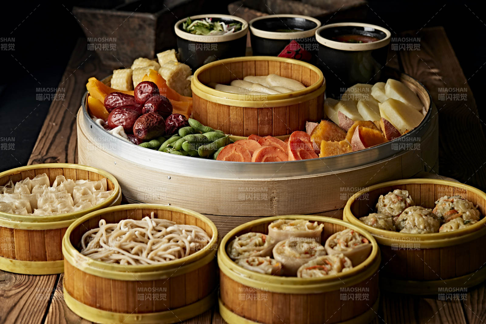 霸王蒸莜面配蘸酱蒸蔬菜图片