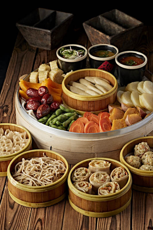 霸王蒸莜面配蘸酱蒸蔬菜图片