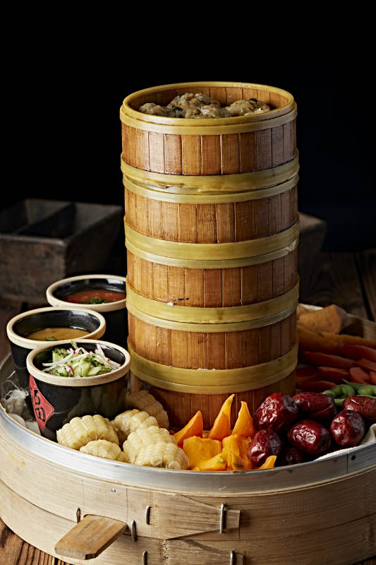 霸王蒸莜面配蘸酱蒸蔬菜图片