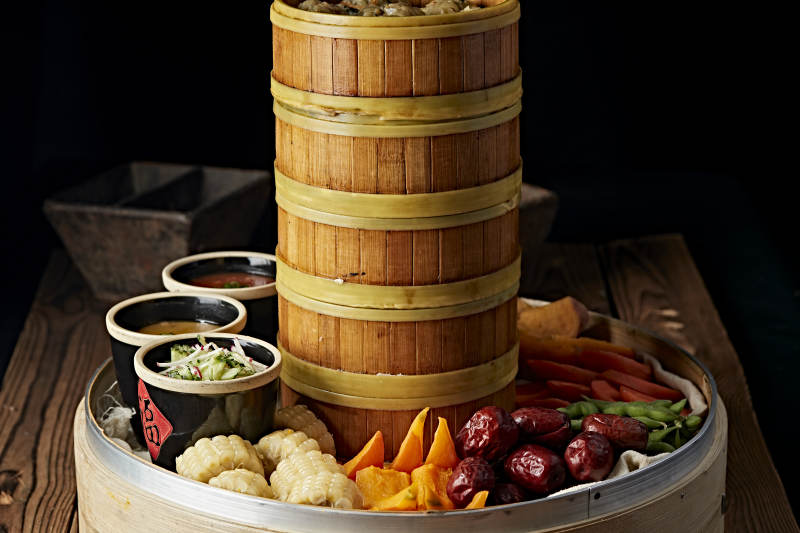 霸王蒸莜面配蘸酱蒸蔬菜图片