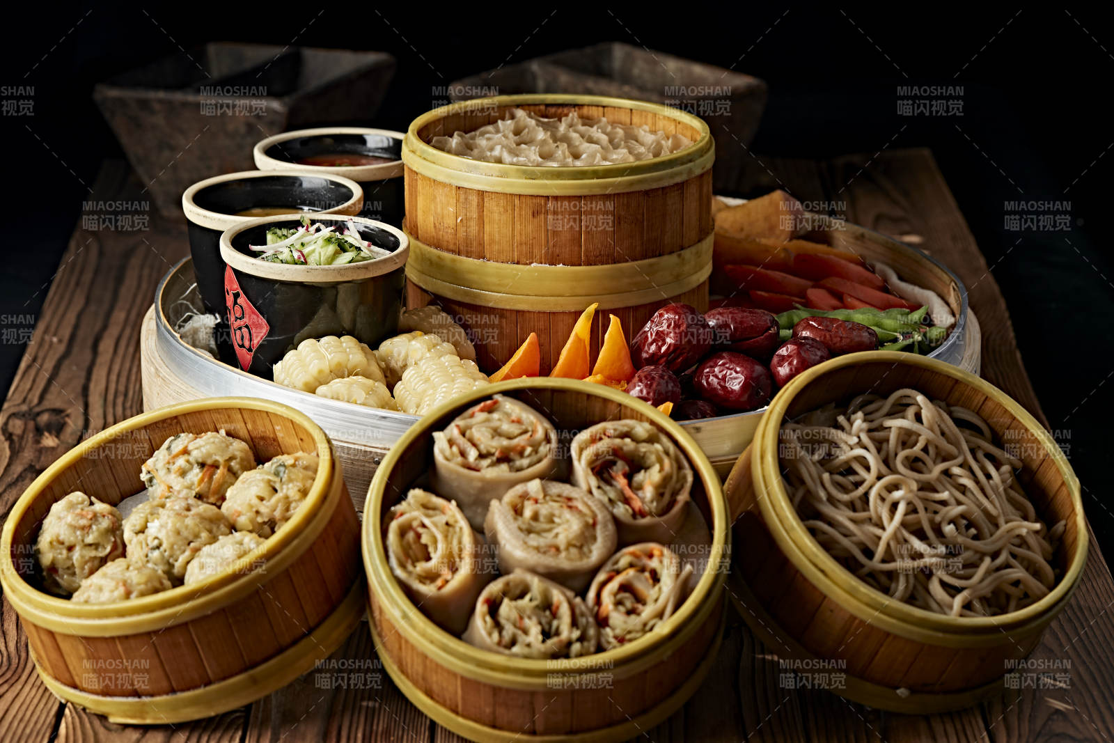 霸王蒸莜面配蘸酱蒸蔬菜图片