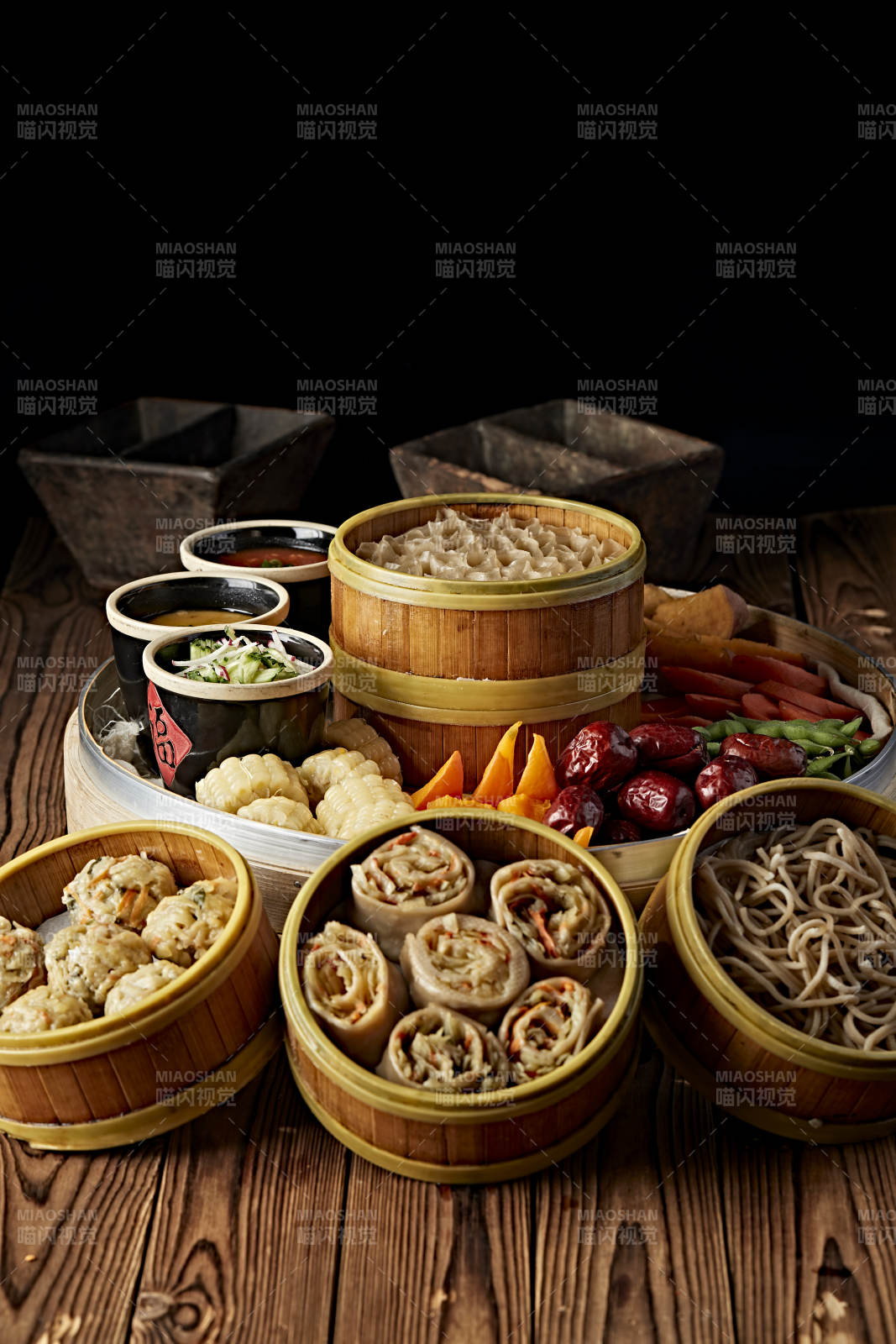 霸王蒸莜面配蘸酱蒸蔬菜图片