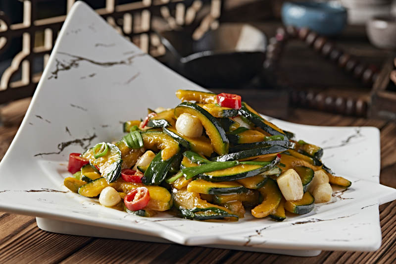 韭菜米椒蒜子小炒迷你南瓜片图片