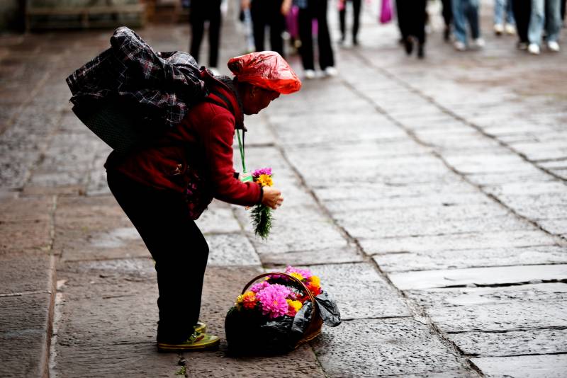 街头卖花人图片