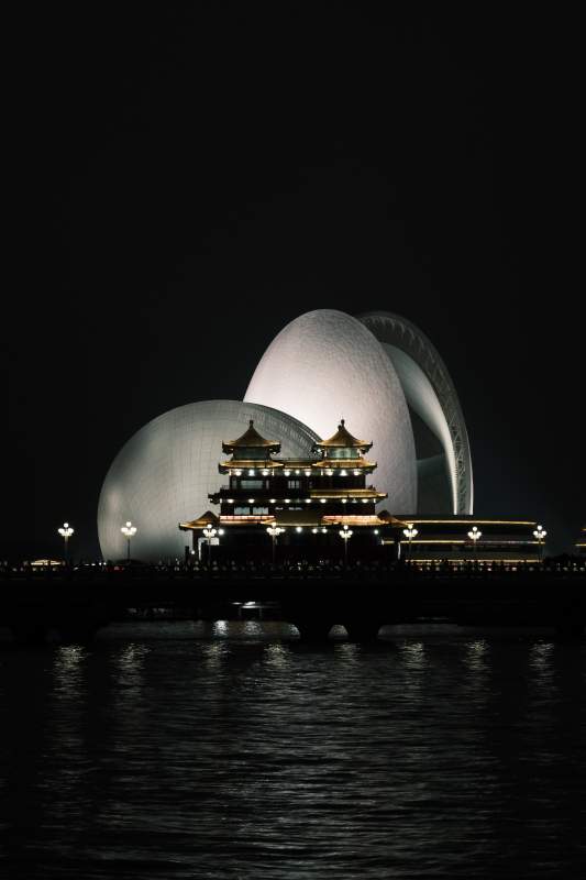 珠海日月贝夜景图片