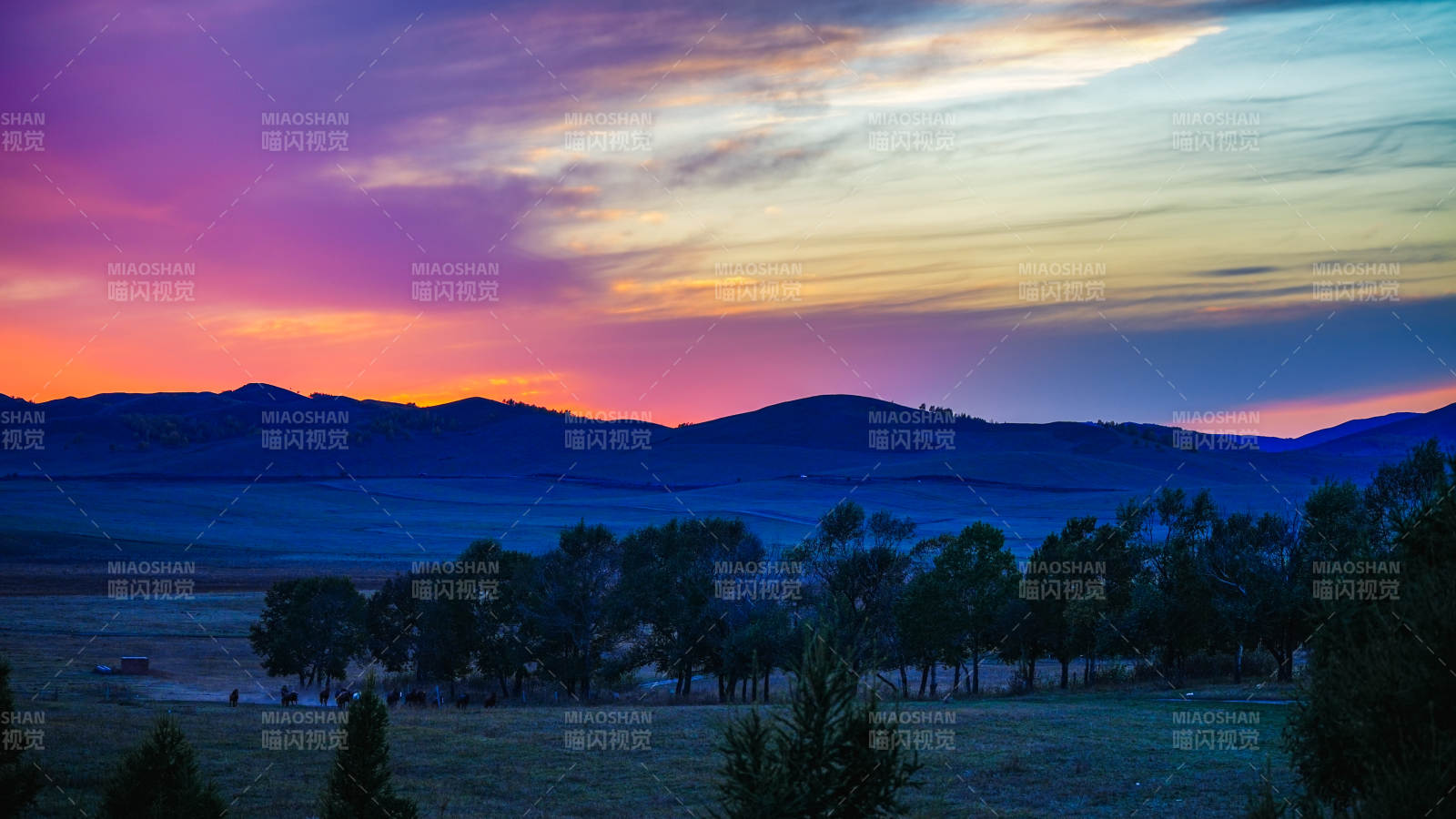 乌兰布统暮色山野风光图片