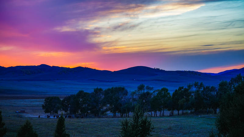 乌兰布统暮色山野风光图片