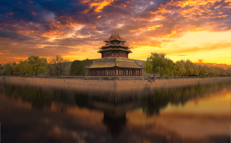 故宫角楼夕照图片