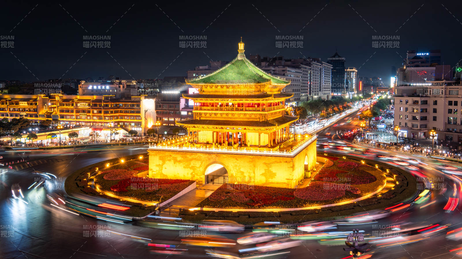 西安钟楼夜景图片