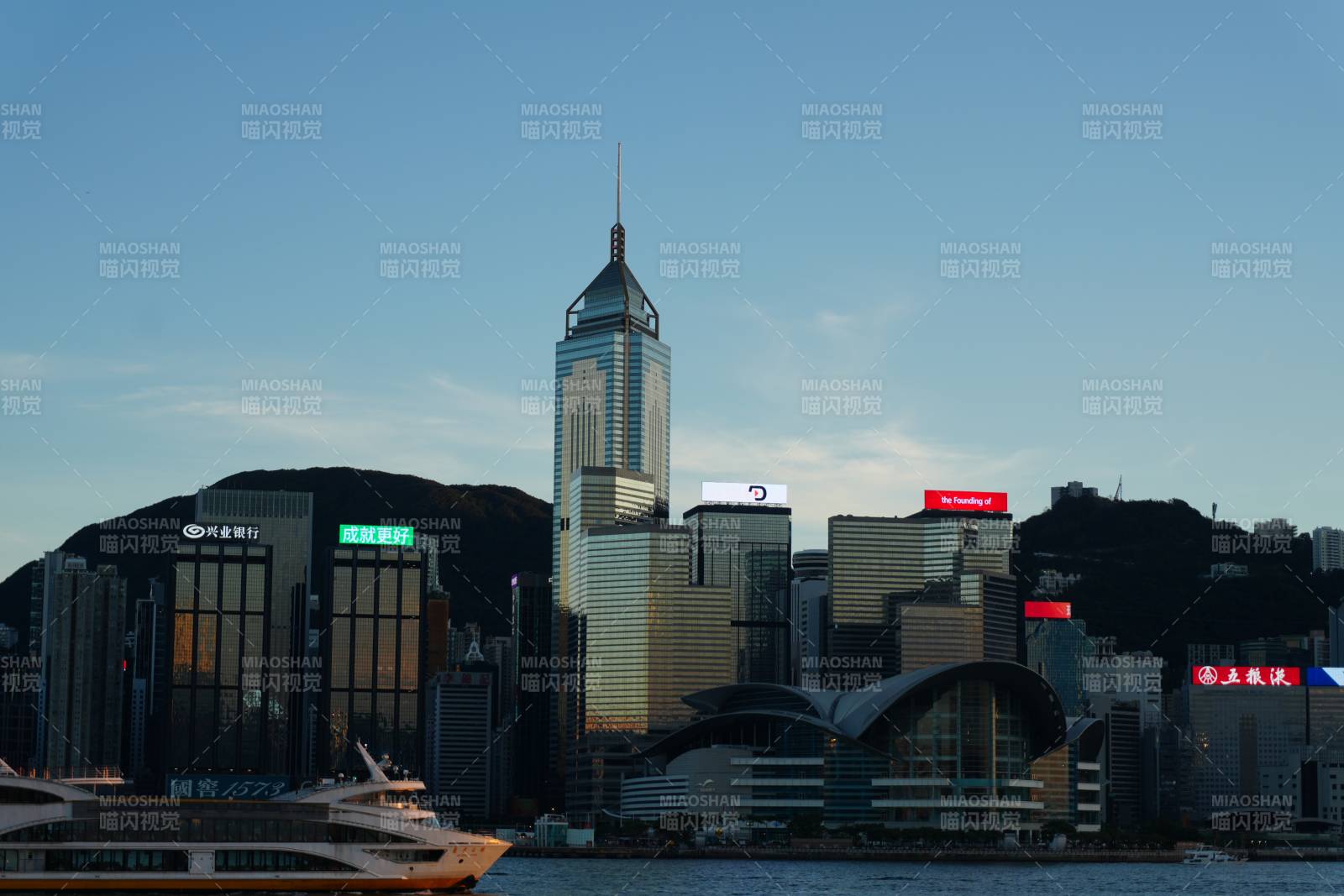 香港维多利亚港天际线美景图片