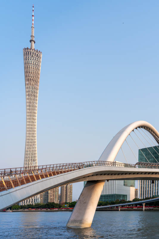 广州地标：广州塔下的海心桥图片