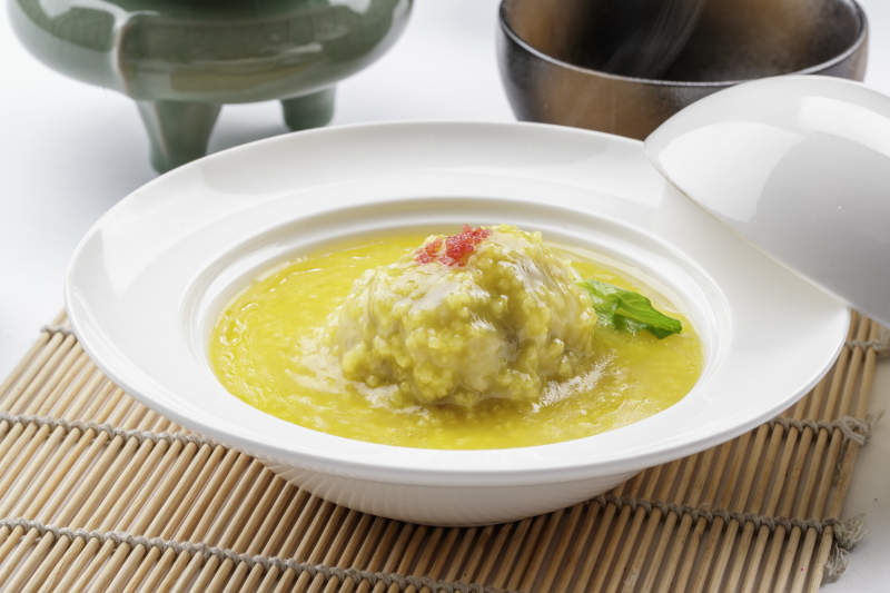 金汤蛋羹配青菜图片