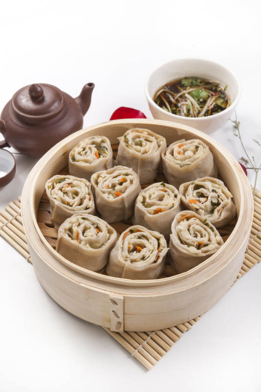 蒸卷配茶点图片