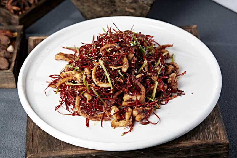 辣味鱿鱼丝拌菜图片