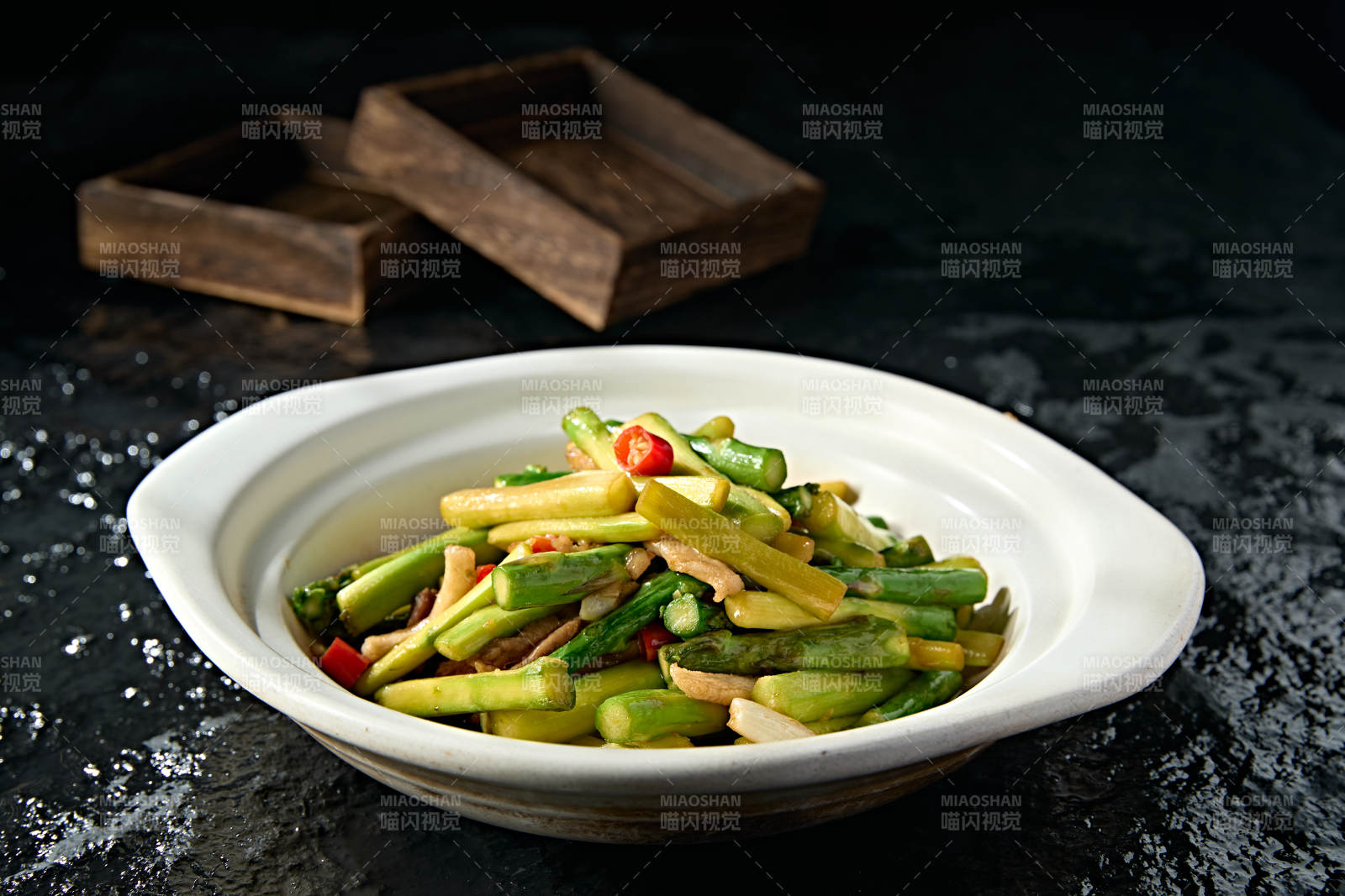 湘味小炒肉丝米椒芦笋段图片