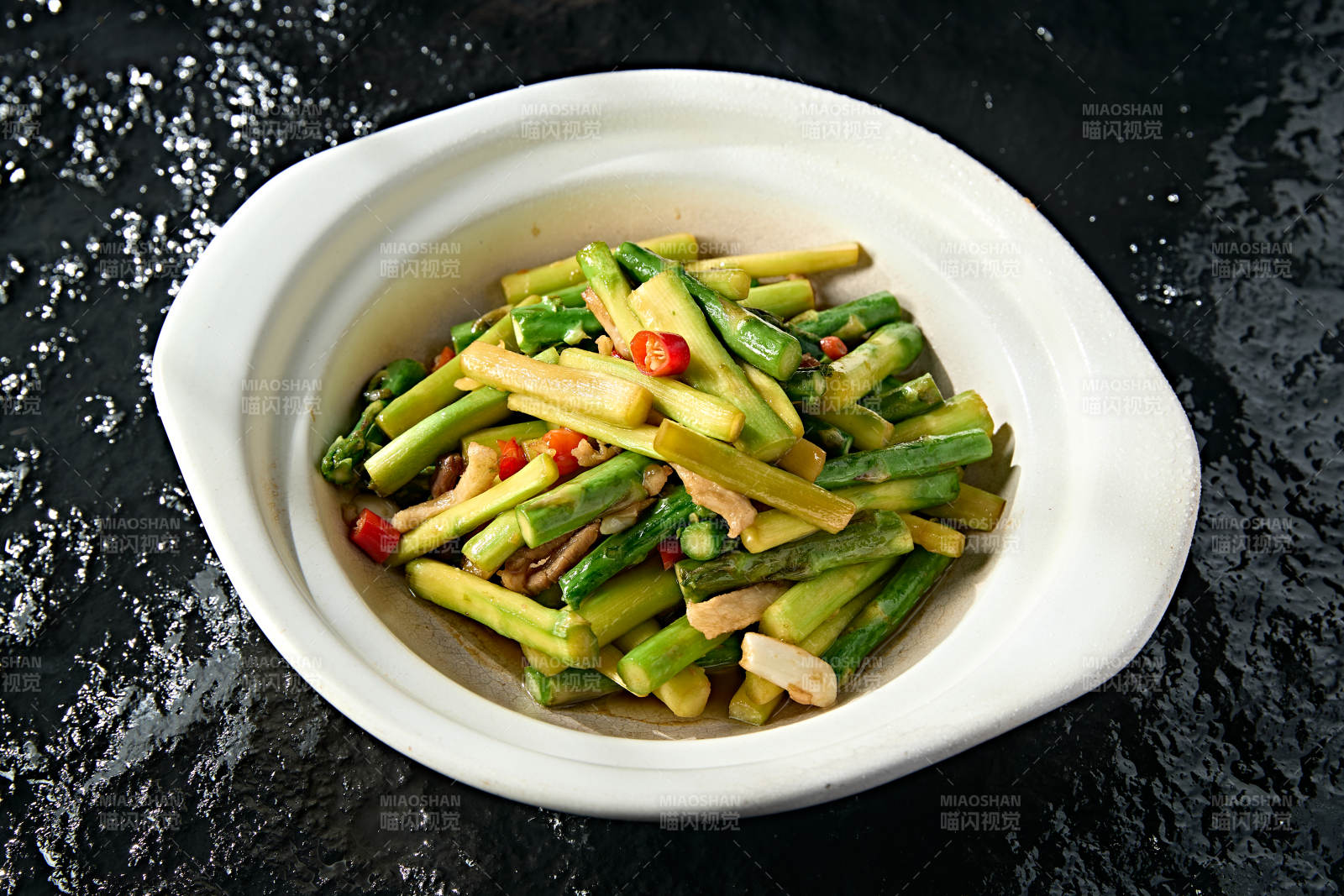 湘味小炒肉丝米椒芦笋段图片