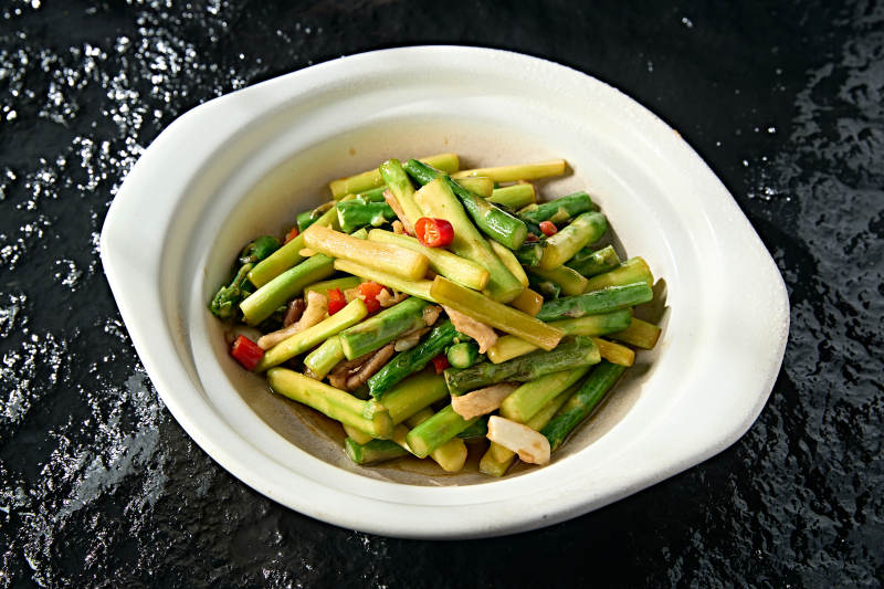 湘味小炒肉丝米椒芦笋段图片