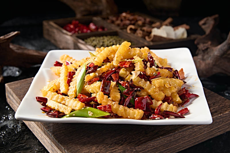 中餐湘味爆辣炸狼牙土豆薯条图片
