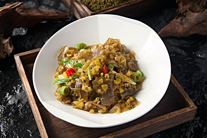 家常小炒米椒酸菜炒水晶宽粉图片