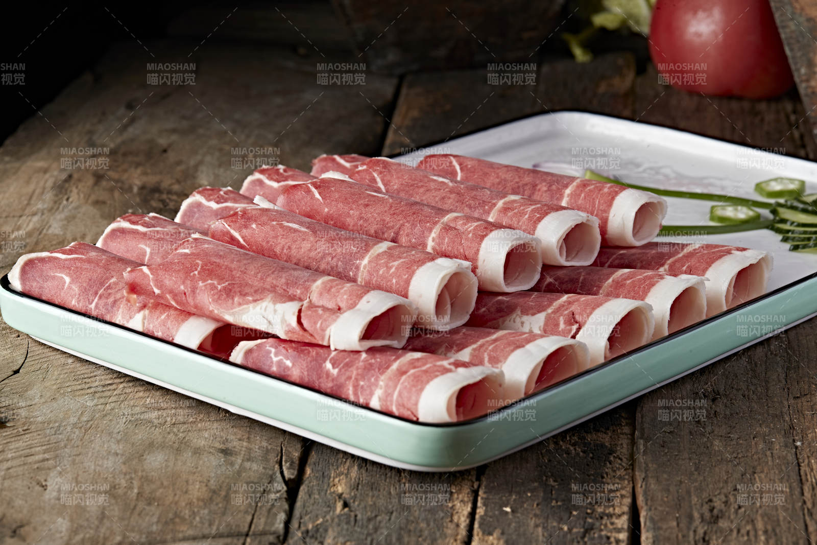 内蒙草原羔羊肉卷切片图片