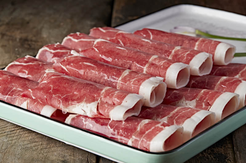 内蒙草原羔羊肉卷切片图片