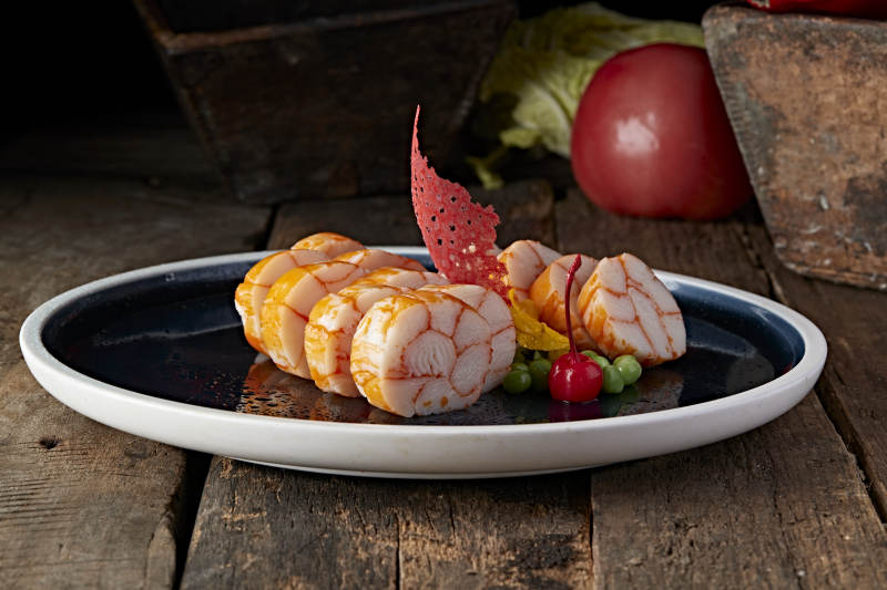 蟹柳压卷切片图片