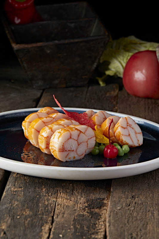 蟹柳压卷切片图片